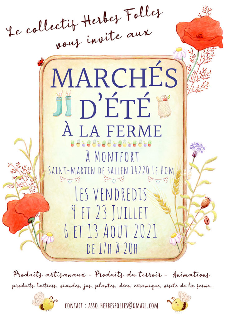 Création d'une affiche pour un marché de créateurs. Illustrations à la gouache et mise en page avec Photoshop.