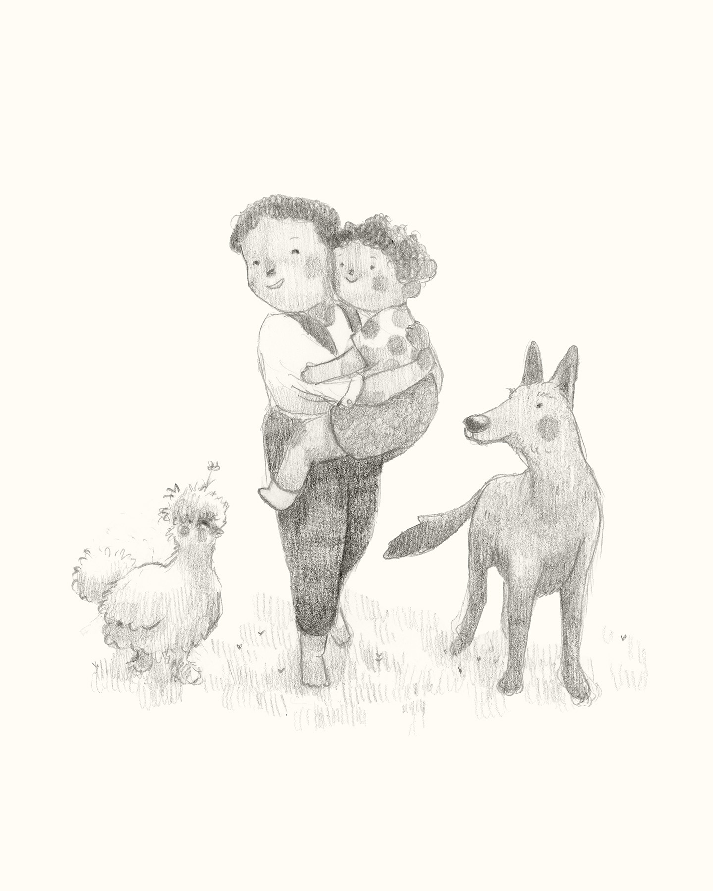 Petit croquis - famille chien et poulre de soire